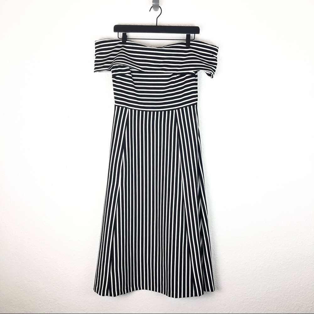 Banana Republic Off Shoulder Stripe Dress Midi